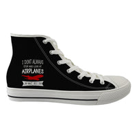 Thumbnail for I Don't Always Stop and Look at Airplanes Designed Long Canvas Shoes (Women)