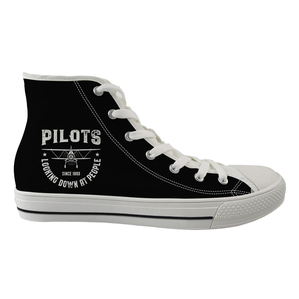 Pilots Looking Down at People Since 1903 Designed Long Canvas Shoes (Women)