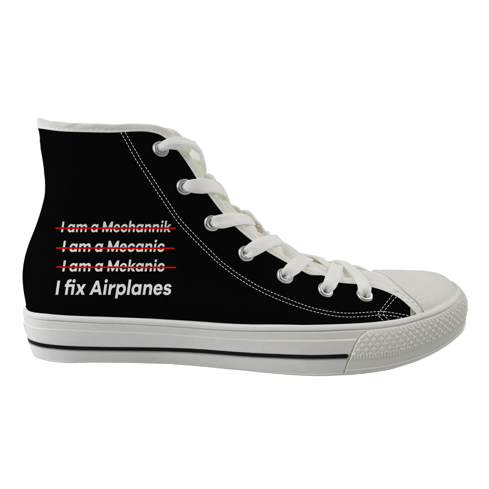 I Fix Airplanes Designed Long Canvas Shoes (Men)