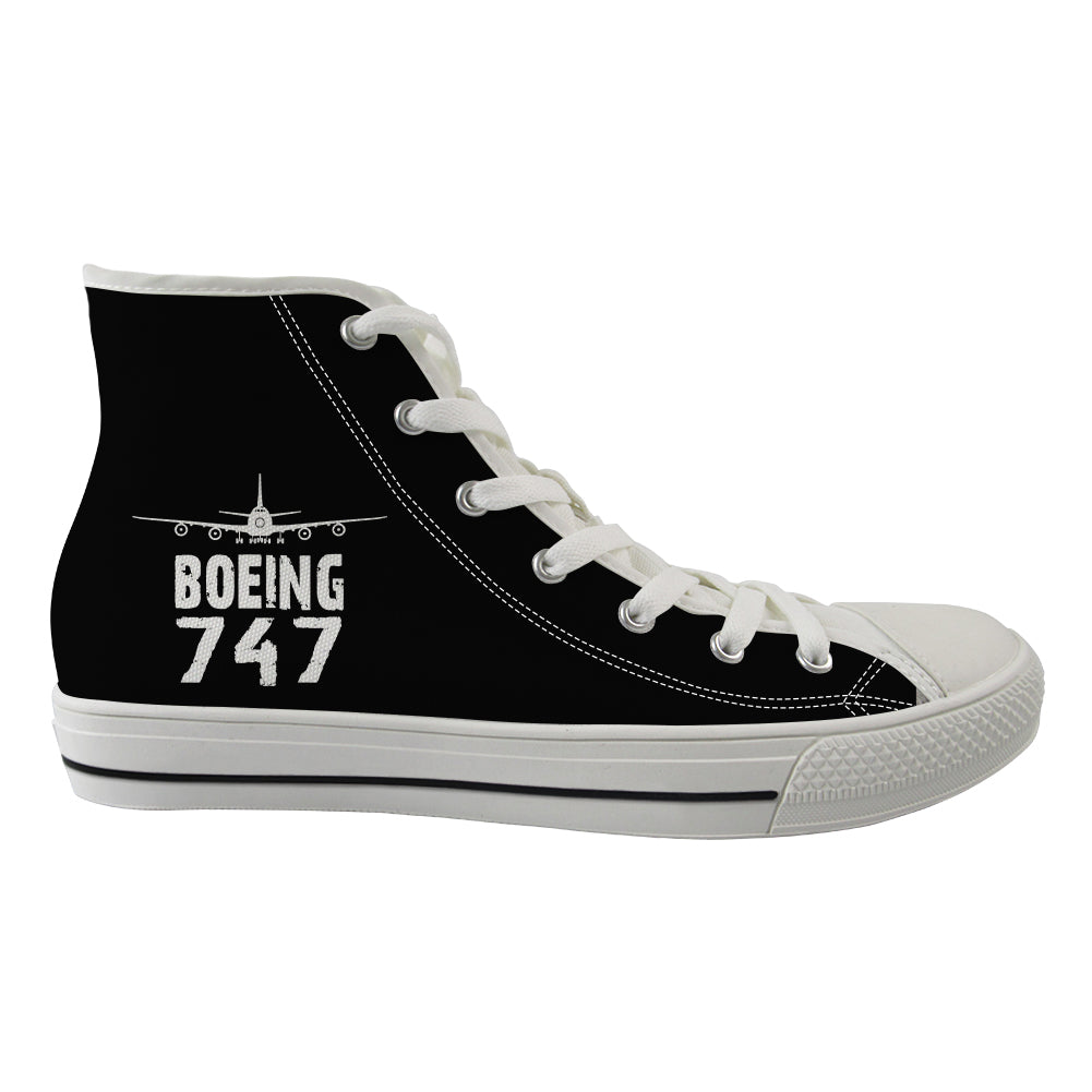Boeing 747 & Plane Designed Long Canvas Shoes (Men)