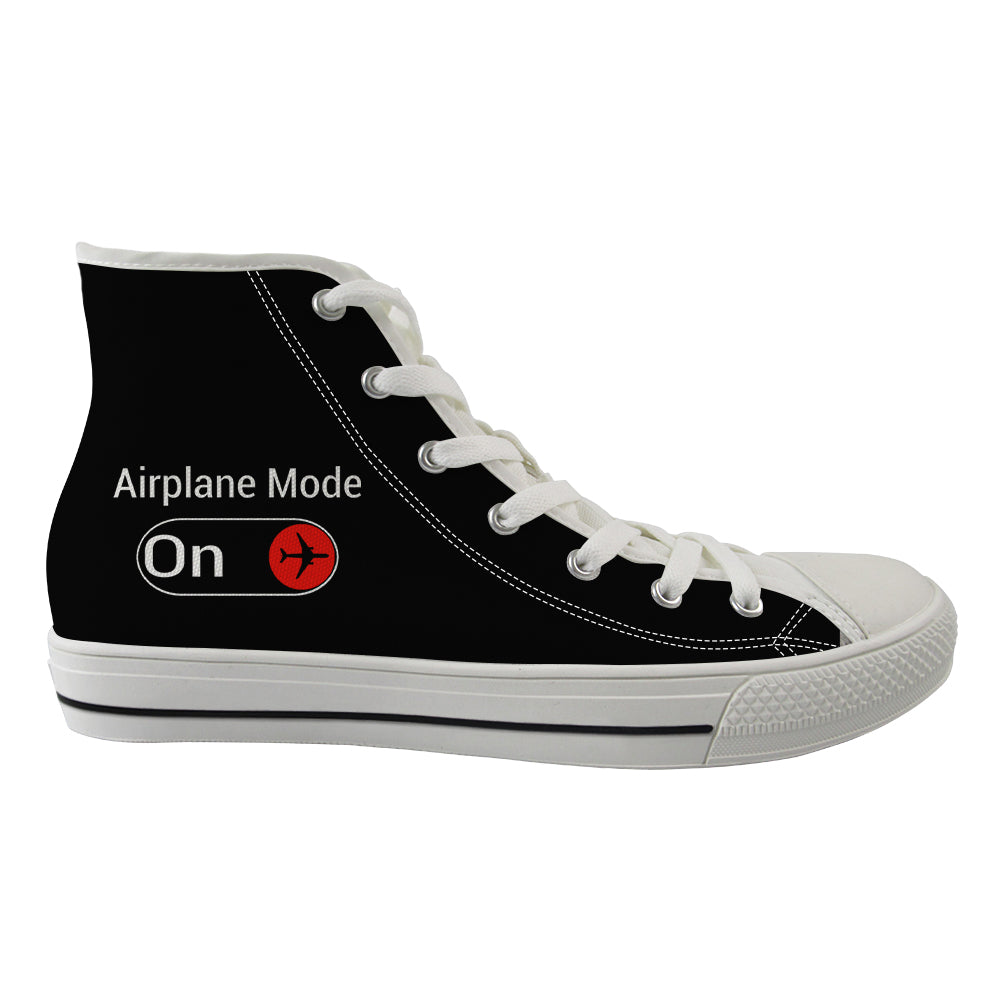 Airplane Mode On Designed Long Canvas Shoes (Women)