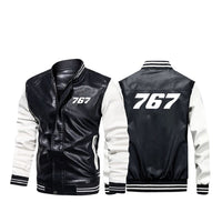 Thumbnail for 767 Flat Text Designed Stylish Leather Bomber Jackets