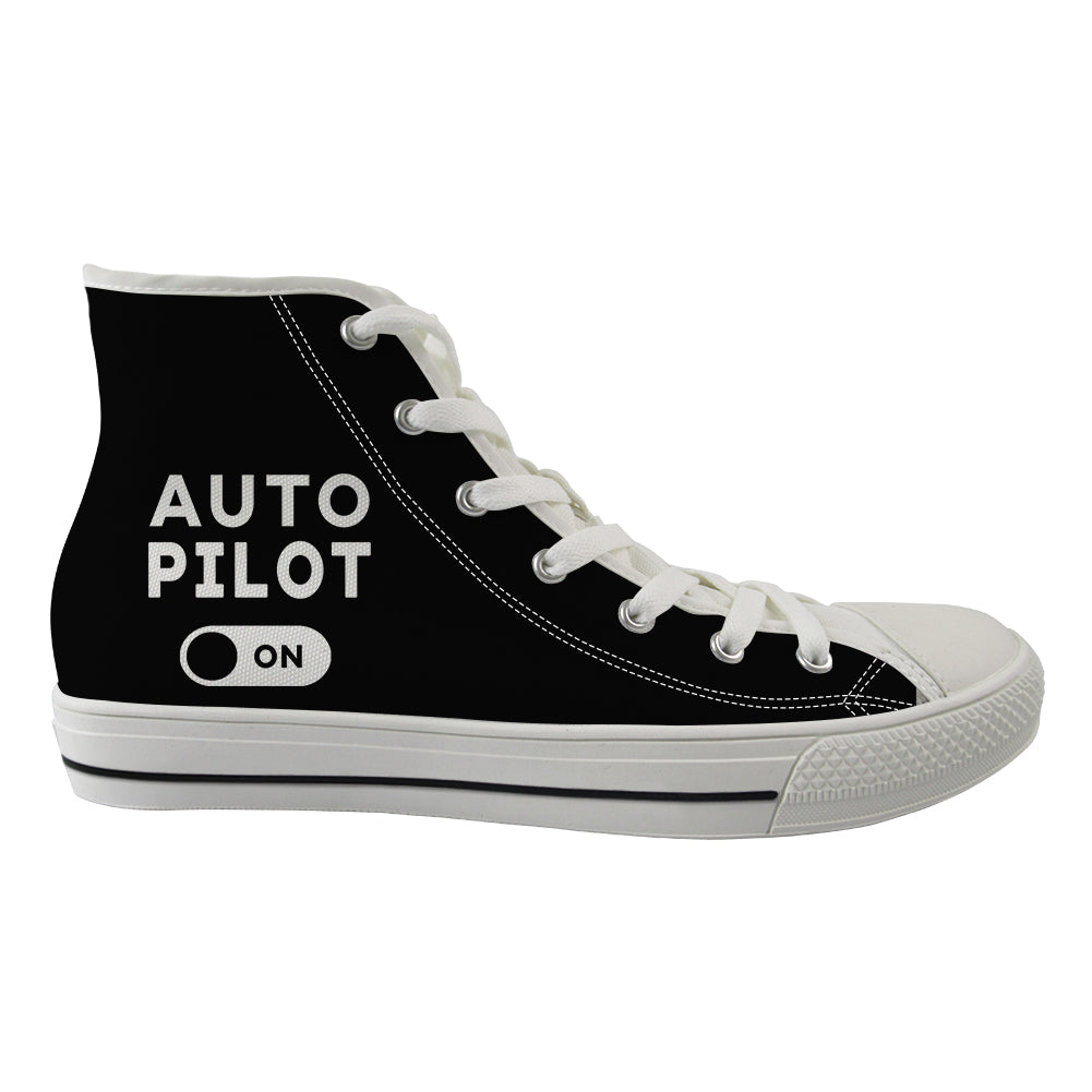 Auto Pilot ON Designed Long Canvas Shoes (Women)