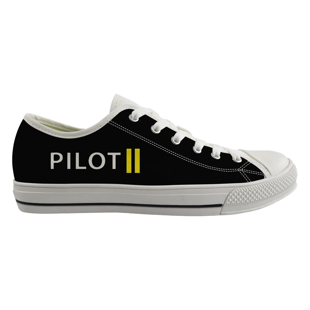 Pilot & Stripes (2 Lines) Designed Canvas Shoes (Men)