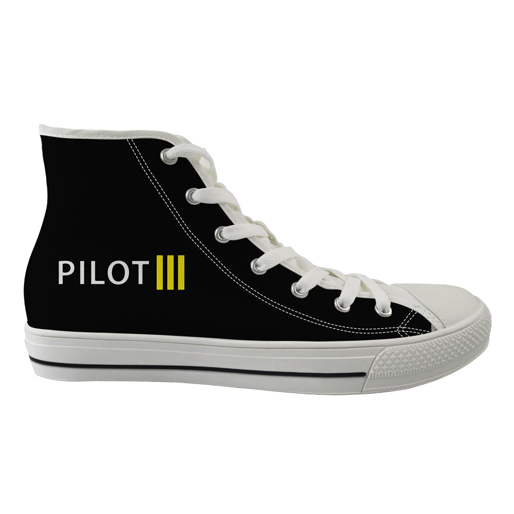 Pilot & Stripes (3 Lines) Designed Long Canvas Shoes (Women)