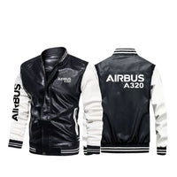 Thumbnail for Airbus A320 & Text Designed Stylish Leather Bomber Jackets