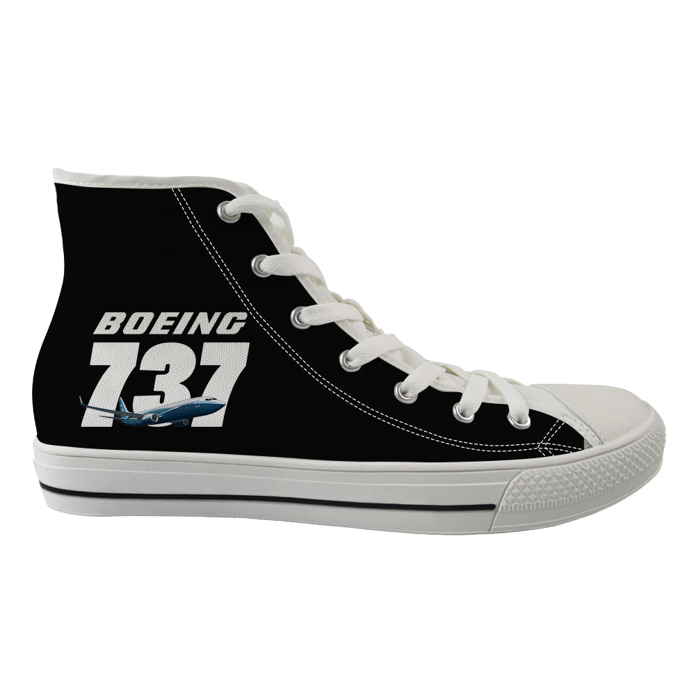 Super Boeing 737+Text Designed Long Canvas Shoes (Men)