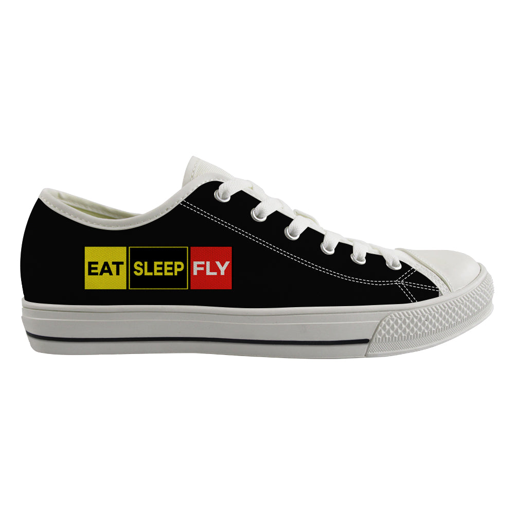 Eat Sleep Fly (Colourful) Designed Canvas Shoes (Women)