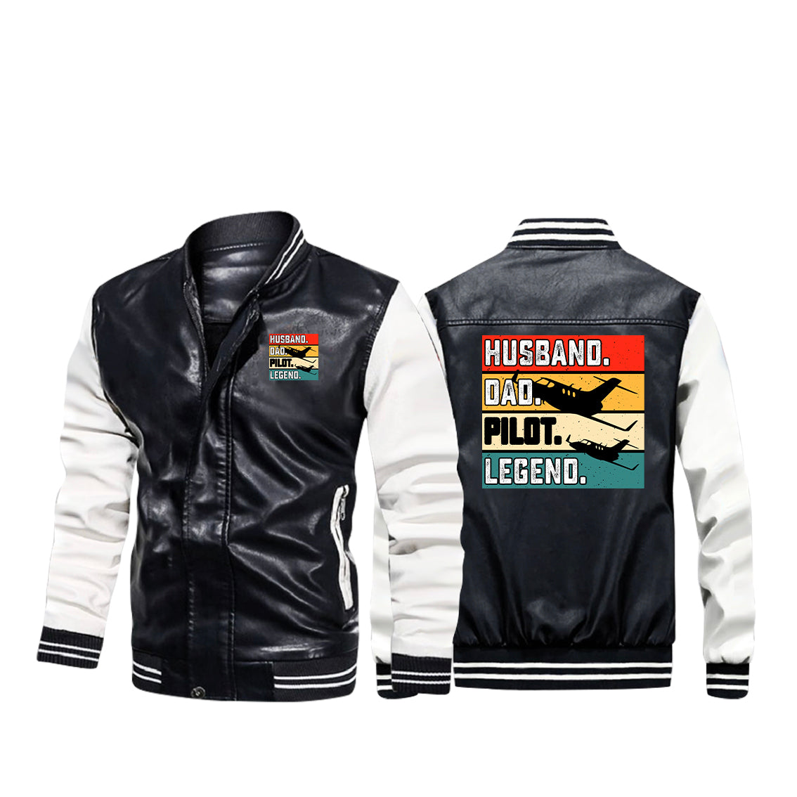 Husband & Dad & Pilot & Legend Designed Stylish Leather Bomber Jackets