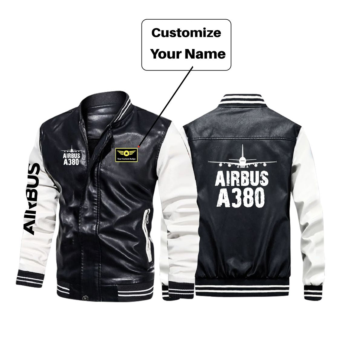 Airbus A380 & Plane Designed Stylish Leather Bomber Jackets