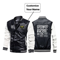 Thumbnail for Student Pilot Label Designed Stylish Leather Bomber Jackets