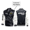 Airbus A380 & Text Designed Stylish Leather Bomber Jackets