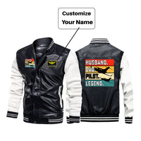 Thumbnail for Husband & Dad & Pilot & Legend Designed Stylish Leather Bomber Jackets