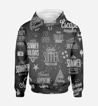 Thumbnail for Black & White Super Travel Icons Printed 3D Hoodies