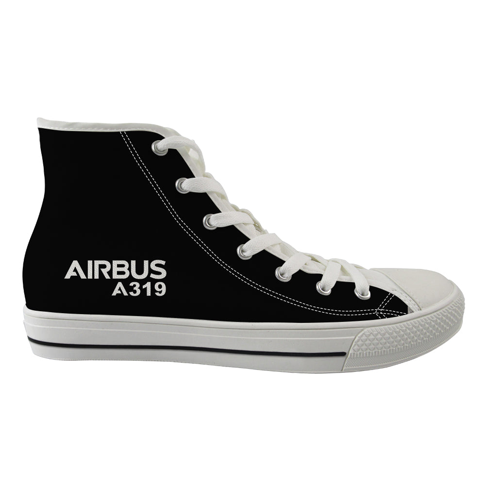 Airbus A319 & Text Designed Long Canvas Shoes (Women)