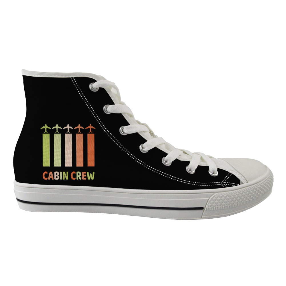 Colourful Cabin Crew Designed Long Canvas Shoes (Women)