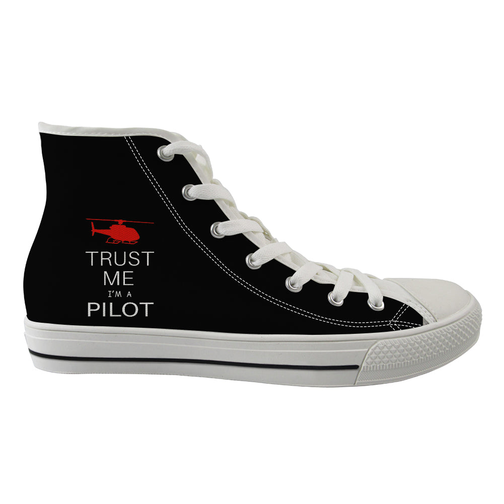 Trust Me I'm a Pilot (Helicopter) Designed Long Canvas Shoes (Men)