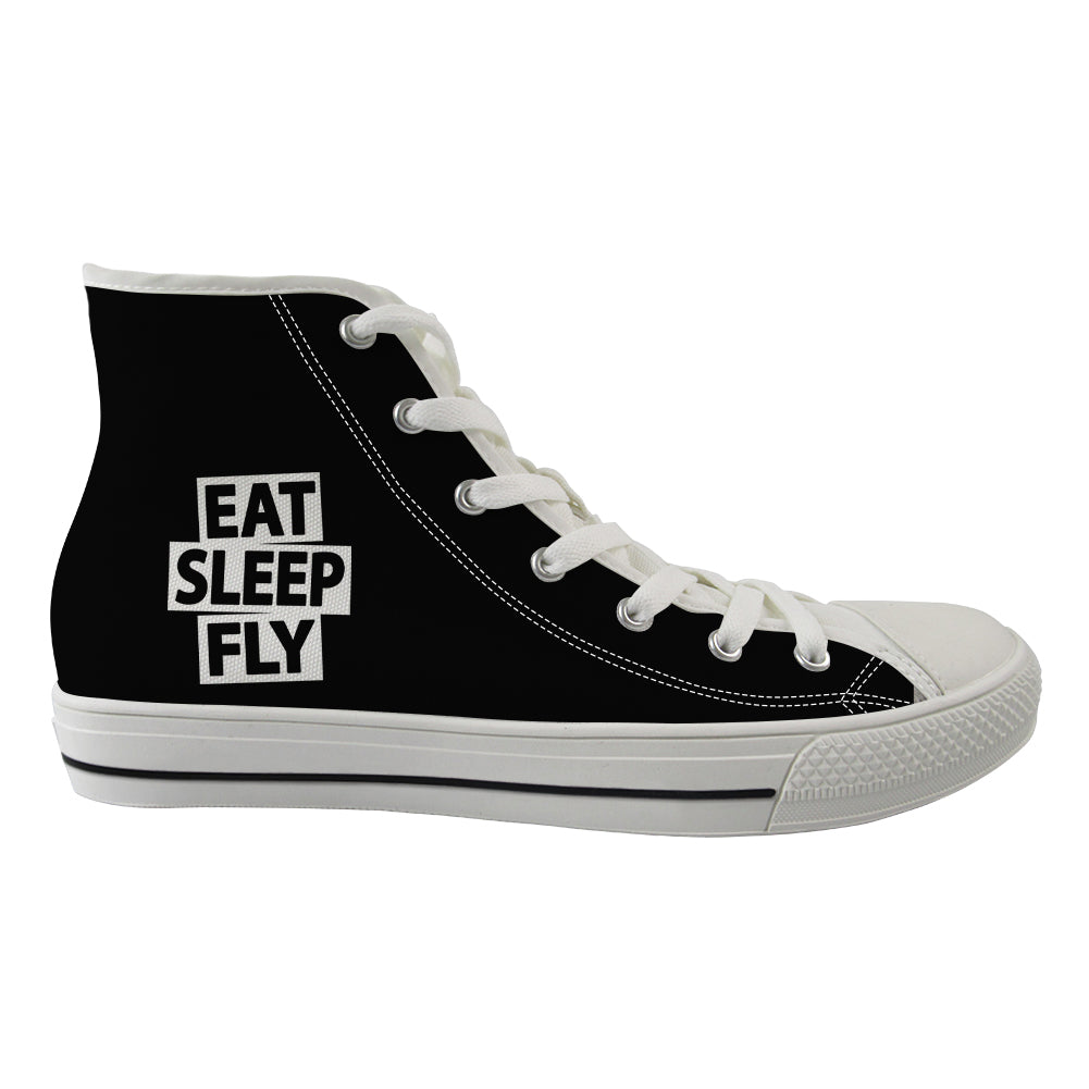 Eat Sleep Fly Designed Long Canvas Shoes (Women)