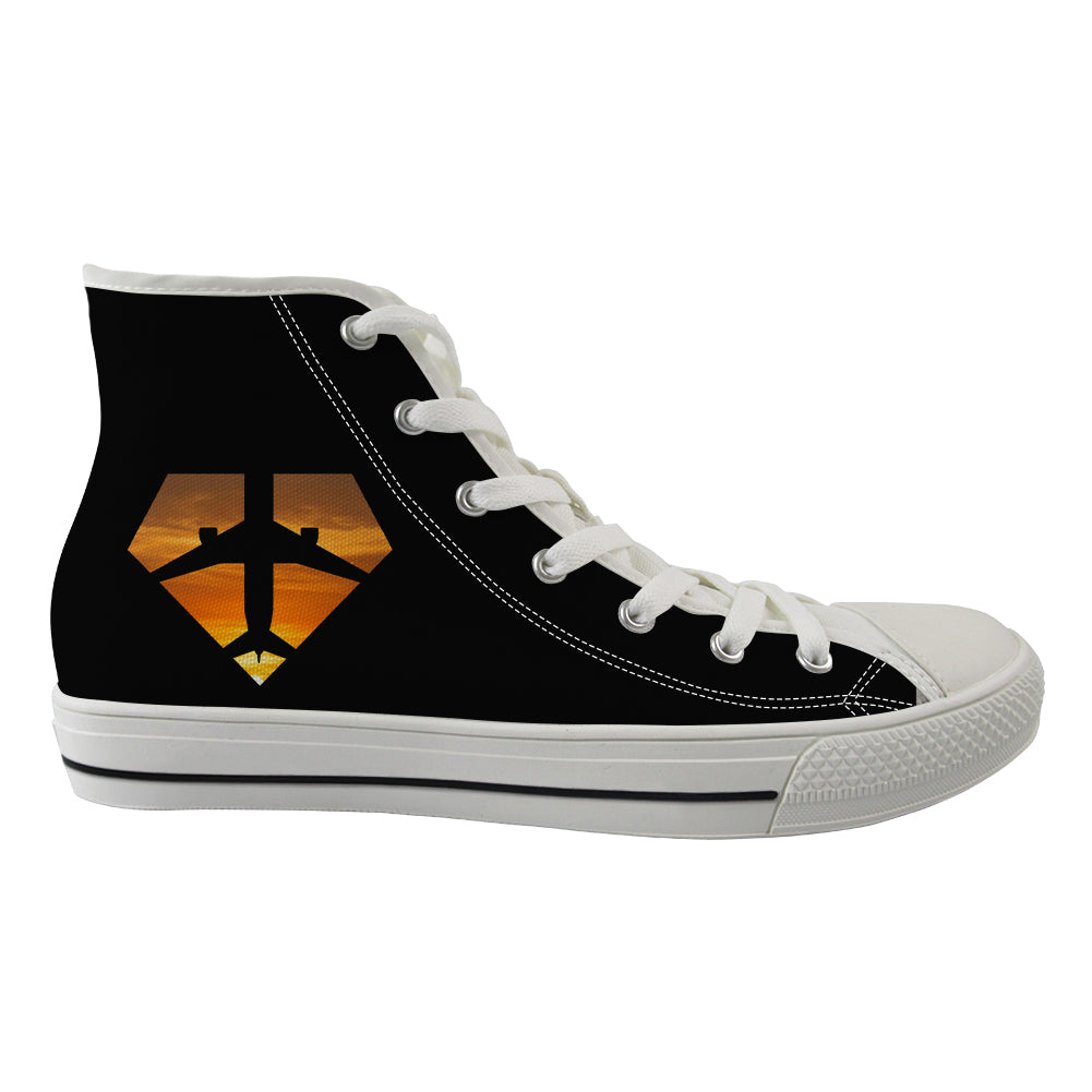 Supermen of The Skies (Sunset) Designed Long Canvas Shoes (Women)