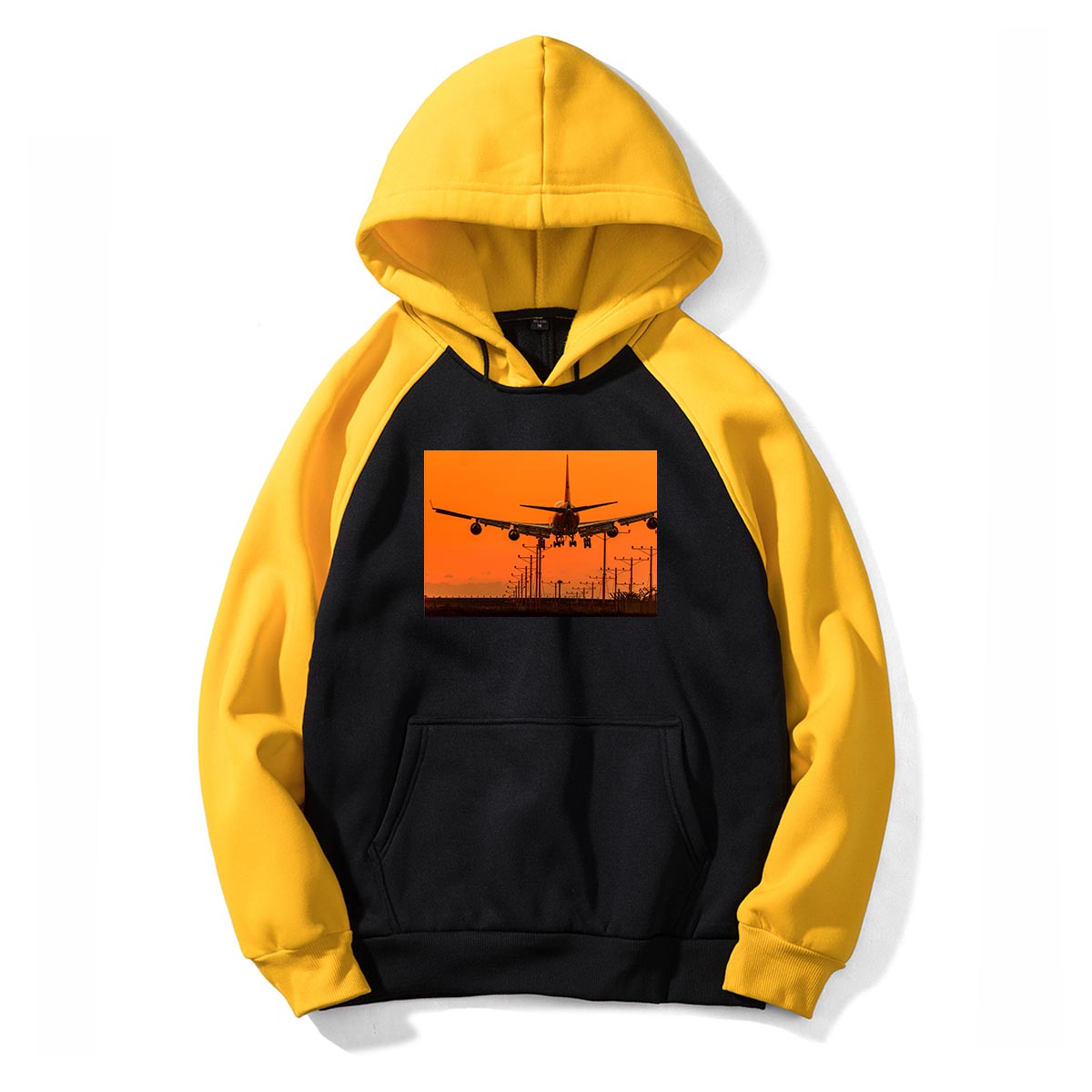 Close up to Boeing 747 Landing at Sunset Designed Colourful Hoodies