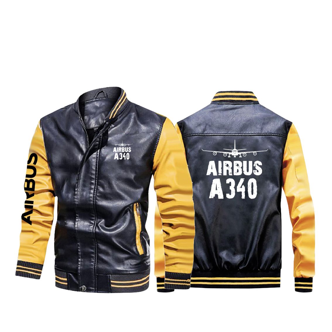 Airbus A340 & Plane Designed Stylish Leather Bomber Jackets