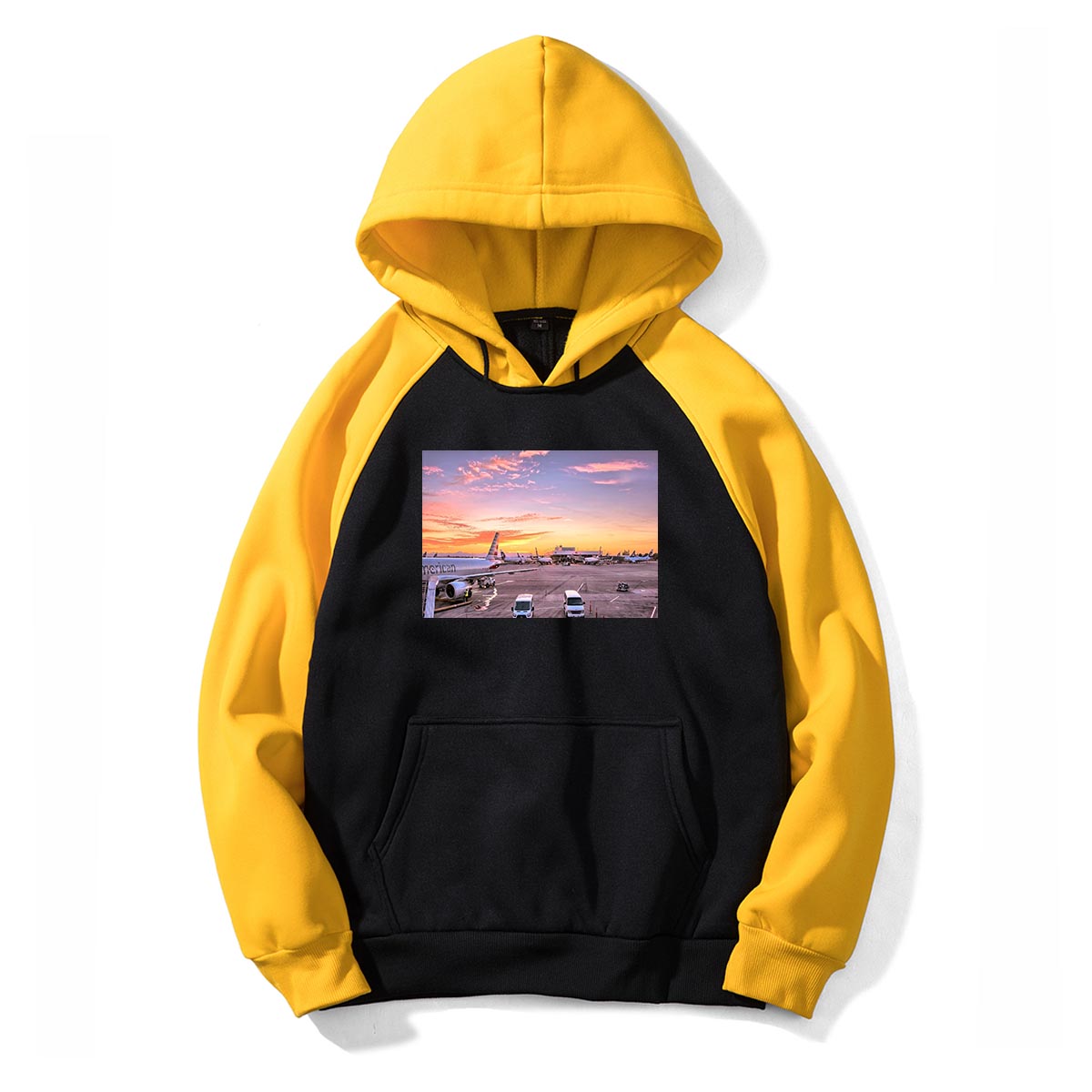 Airport Photo During Sunset Designed Colourful Hoodies
