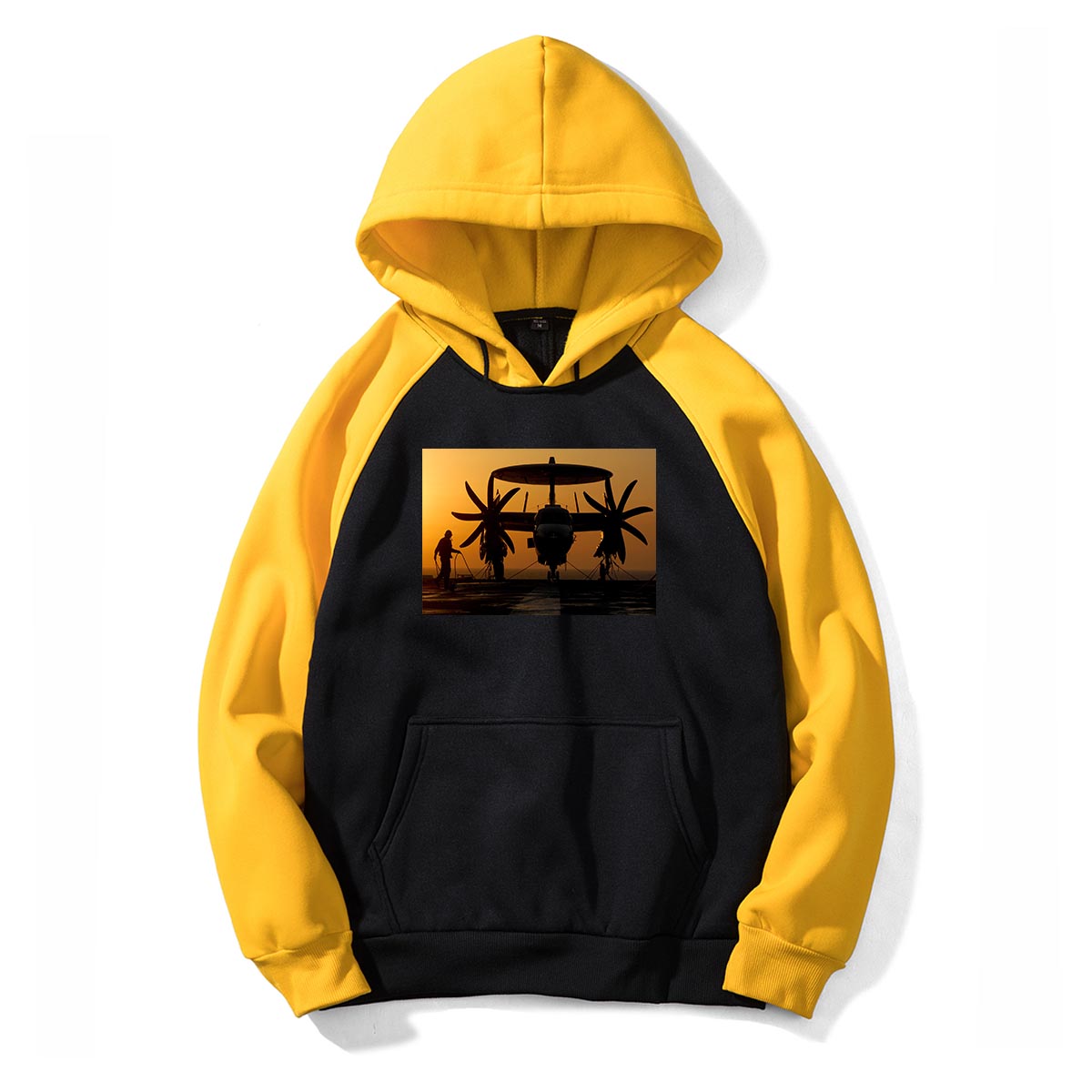 Military Plane at Sunset Designed Colourful Hoodies