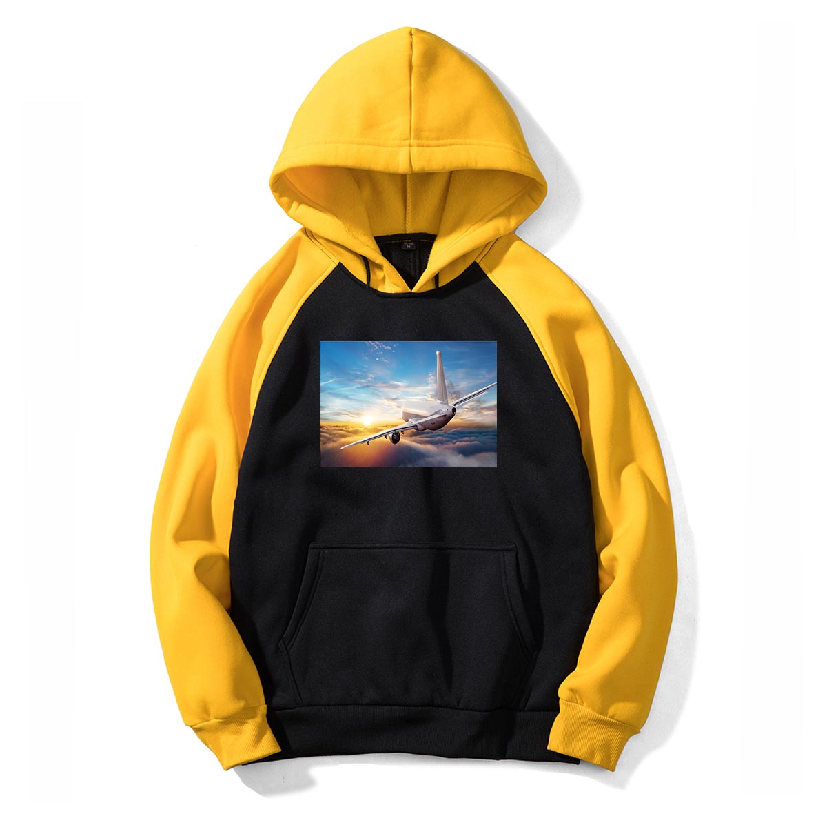 Airplane Flying over Big Buildings Designed Colourful Hoodies