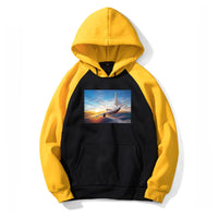 Thumbnail for Airplane Flying over Big Buildings Designed Colourful Hoodies
