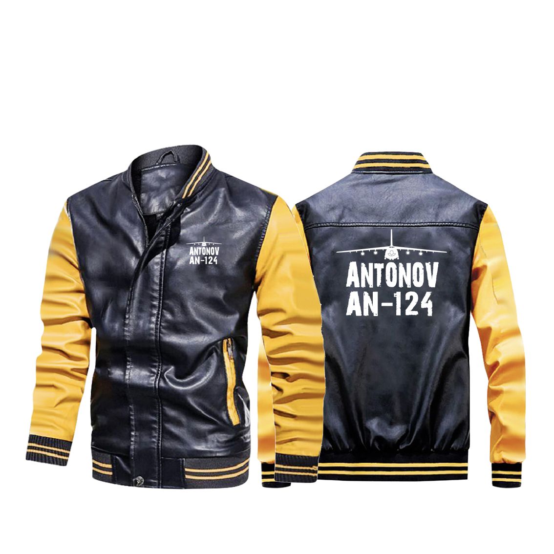 Antonov AN-124 & Plane Designed Stylish Leather Bomber Jackets