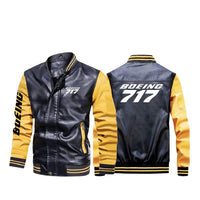 Thumbnail for Boeing 717 & Text Designed Stylish Leather Bomber Jackets