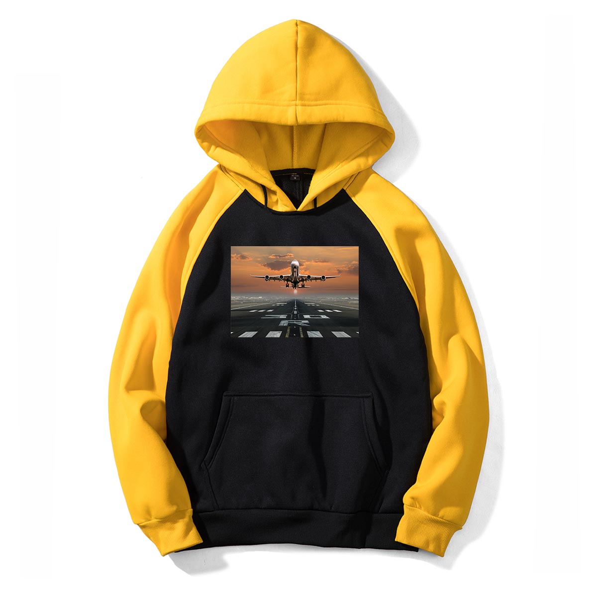 Aircraft Departing from RW30 Designed Colourful Hoodies