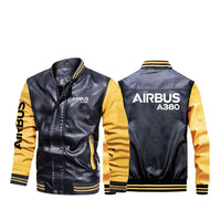 Thumbnail for Airbus A380 & Text Designed Stylish Leather Bomber Jackets