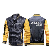 Thumbnail for Airbus A340 & Text Designed Stylish Leather Bomber Jackets