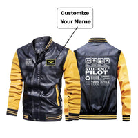 Thumbnail for Student Pilot Label Designed Stylish Leather Bomber Jackets