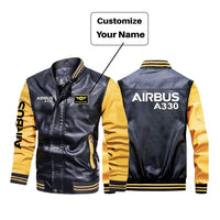 Thumbnail for Airbus A330 & Text Designed Stylish Leather Bomber Jackets