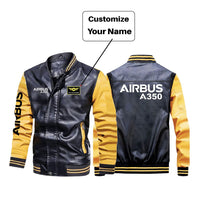 Thumbnail for Airbus A350 & Text Designed Stylish Leather Bomber Jackets