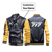 Thumbnail for Boeing 717 & Text Designed Stylish Leather Bomber Jackets