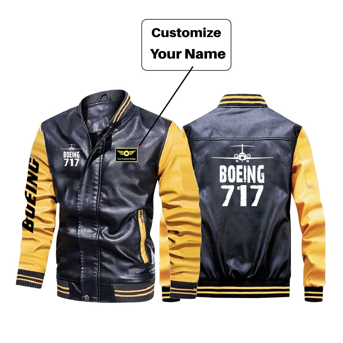 Classic pilot bomber jacket with patches from Aviation Shop