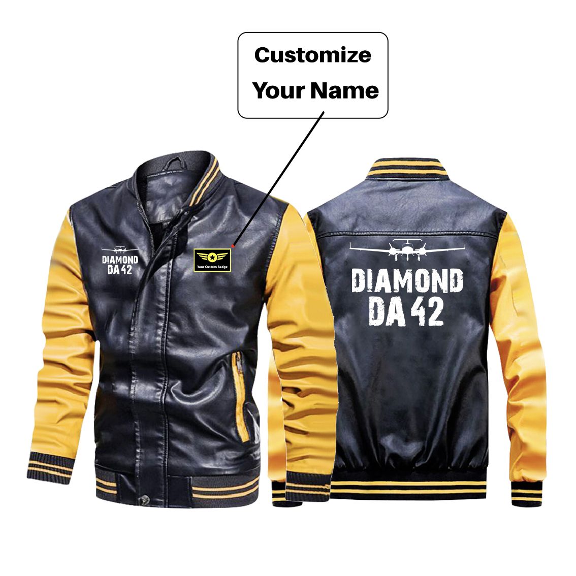 Diamond DA42 & Plane Designed Stylish Leather Bomber Jackets