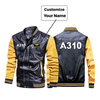 Thumbnail for A310 Flat Text Designed Stylish Leather Bomber Jackets