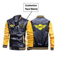 Thumbnail for Born To Fly & Badge Designed Stylish Leather Bomber Jackets