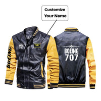 Thumbnail for Boeing 707 & Plane Designed Stylish Leather Bomber Jackets
