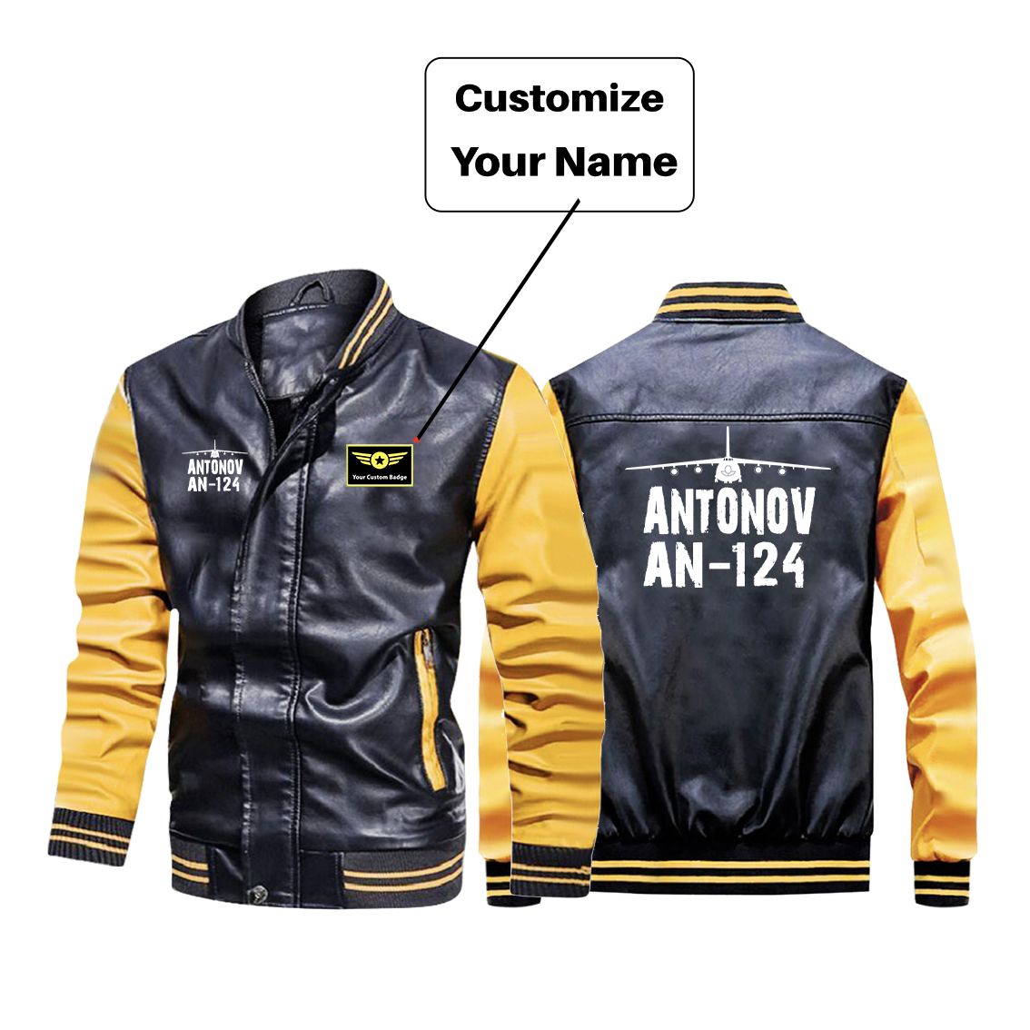 Antonov AN-124 & Plane Designed Stylish Leather Bomber Jackets
