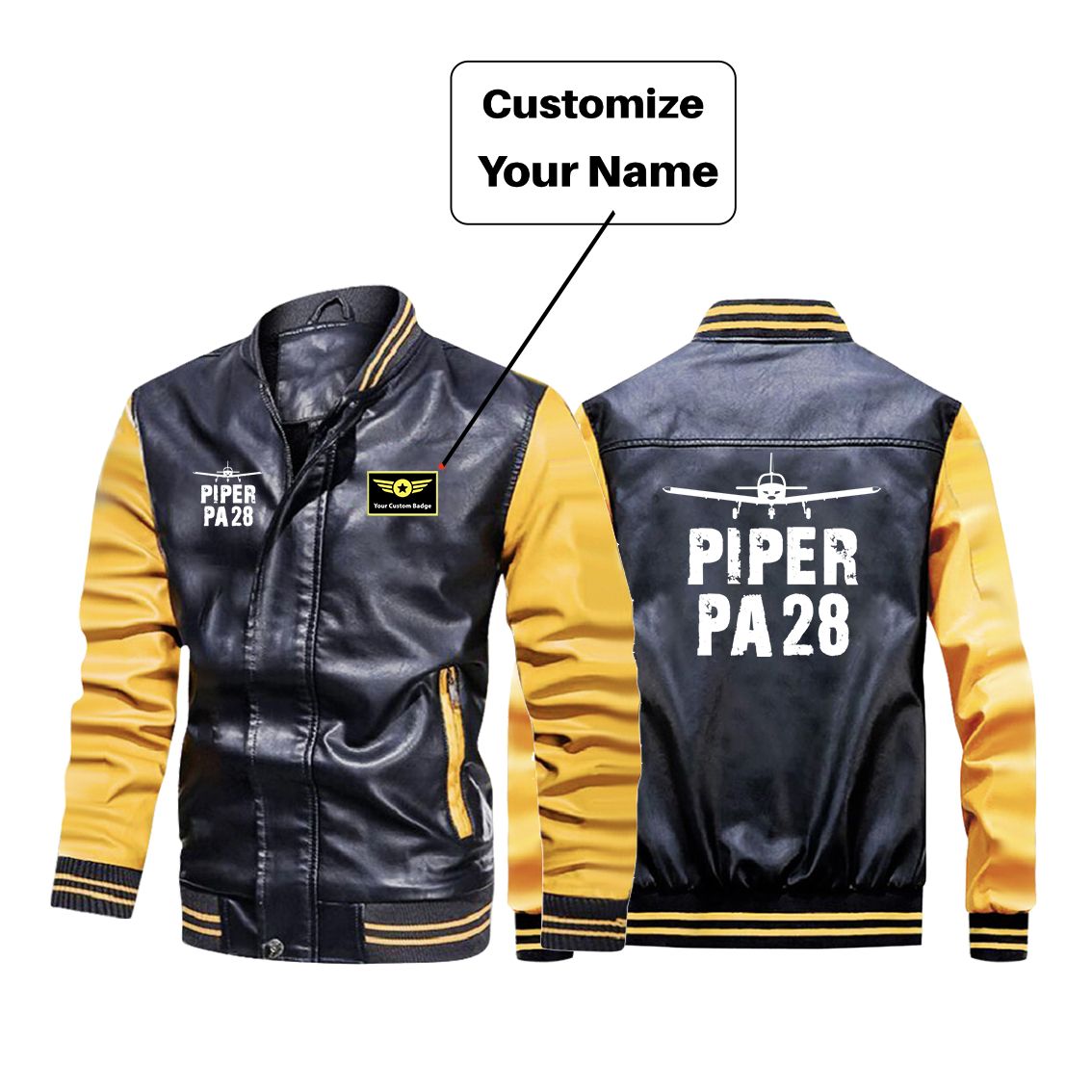 Piper PA28 & Plane Designed Stylish Leather Bomber Jackets