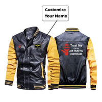 Thumbnail for Trust Me I'm an Air Traffic Controller Designed Stylish Leather Bomber Jackets
