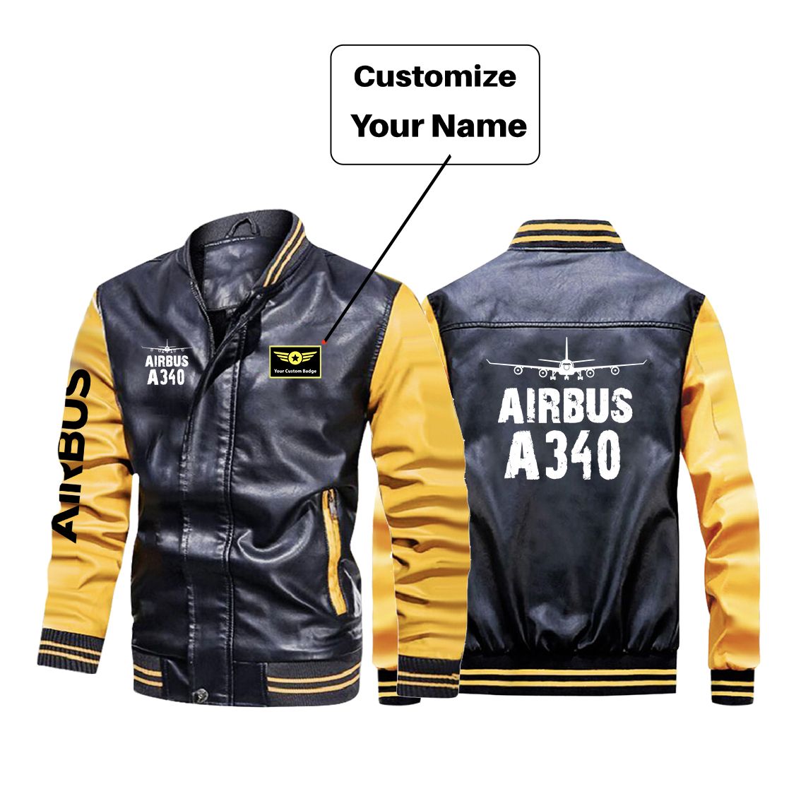 Airbus A340 & Plane Designed Stylish Leather Bomber Jackets