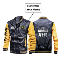 Thumbnail for Airbus A340 & Plane Designed Stylish Leather Bomber Jackets