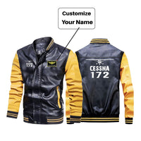 Thumbnail for Cessna 172 & Plane Designed Stylish Leather Bomber Jackets