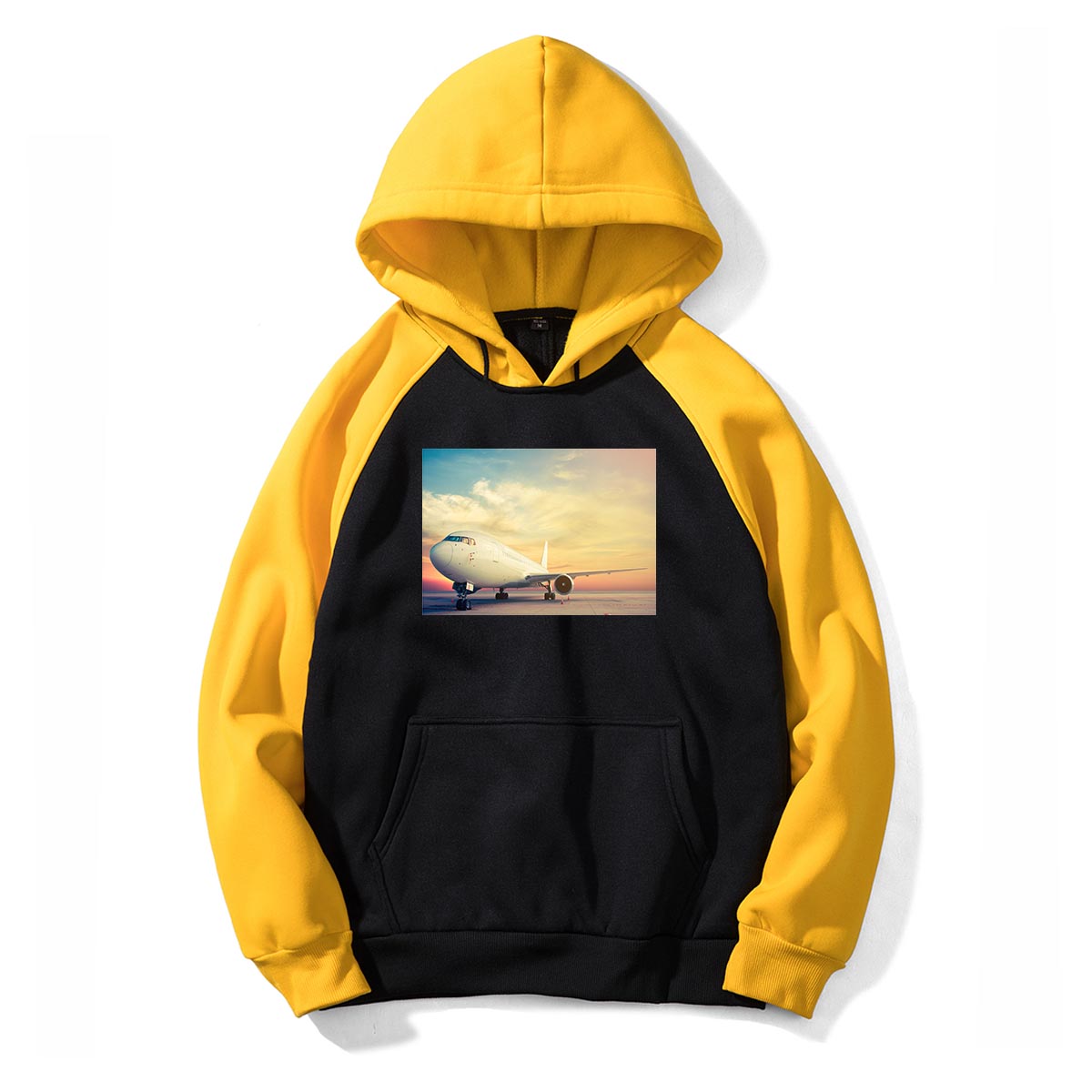 Old Airplane Parked During Sunset Designed Colourful Hoodies